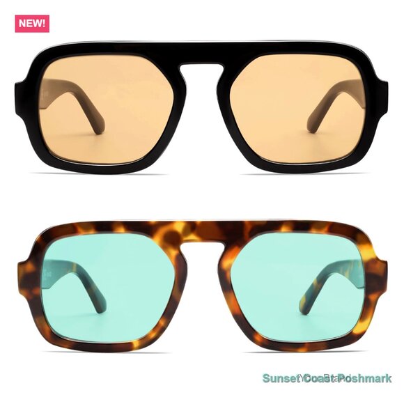 Oversized Retro Square Aviator Sunglasses UV400 Protection display picture 1